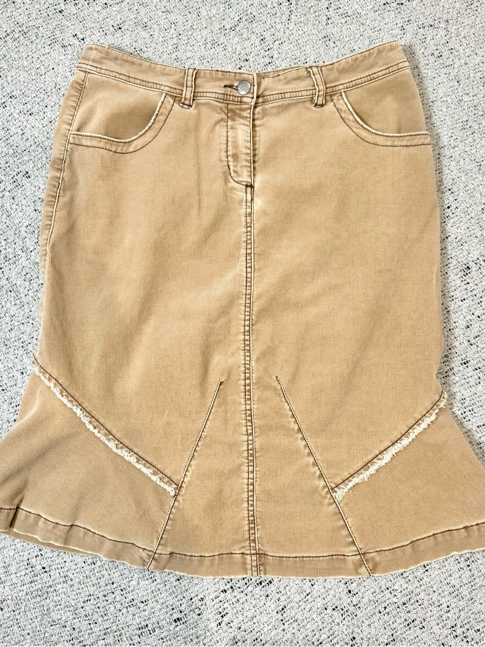 Anthropologie Tan A-Line Denim Skirt Size 10